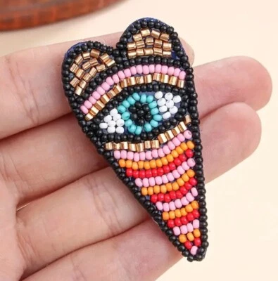 Evil Eye Beaded Heart Pin - Image 1 of 2