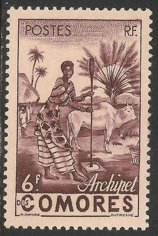 Comoro Islands #35 (A3) VF MNH - 1950 6fr Comoro Woman Grinding Grain Cover
