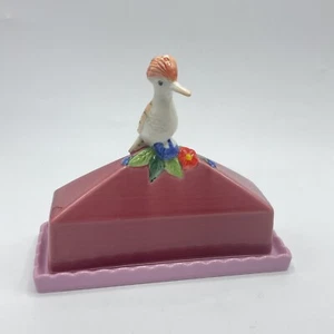 Guardián de platos de mantequilla para pájaros Anthropologie Loro pintado a mano - Imagen 1 de 6