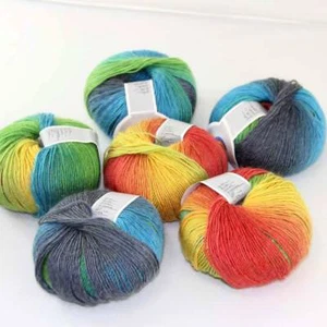 C New 6Skein*50g Cashmere Wool Rainbow Wrap Shawl Knitting Hand Knitwear Yarn 10 - Picture 1 of 24