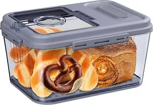 Airtight Bread Box for Kitchen, Clear Storage with Lid, Grey, Size S - Picture 1 of 7