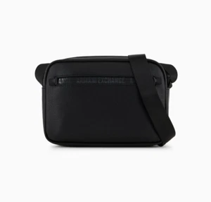 ARMANI EXCHANGE 952582 LOGO TAPE CROSSBODY MESSENGER BAG. BLACK, ONE SIZE, NEW - Picture 1 of 9