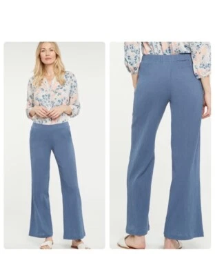 NWT NYDJ Blue High Rise Lift Tuck Pull On Straight Leg Crepe Pants Size Large - Image 1 of 4