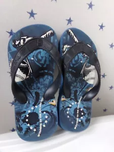 PLAY Boys OLD NAVY Baseball Summer Thongs Sandals Blue Flip Flops Shoes Size 8-9 - Picture 1 of 9