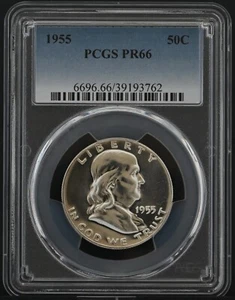 PR66 1955 PCGS GRADED FRANKLIN SILVER HALF DOLLAR PROOF UNCIRCULATED RARE COIN - Picture 1 of 6