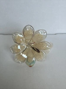 Murano Cristalleria Arzanese 3" Art Glass 8-Petal Encased Flower w/ Twisted Stem - Picture 1 of 10