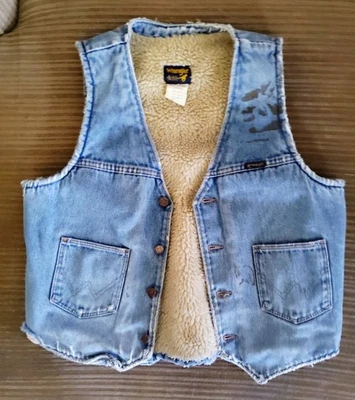 Vintage Wrangler Sherpa Denim Vest Size Large - Image 1 of 4