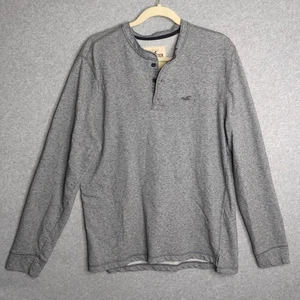 Hollister Herren Thermo Henley Hemd meliert grau langarm L Freizeit Y2K 90s - Bild 1 von 8