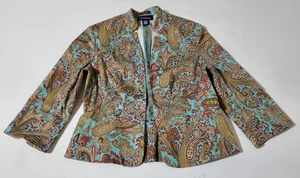 Chaqueta Blazer Mujer Negra Evan-Picone Talla 10 Cachemira Multicolor Manga 3/4 - Imagen 1 de 5