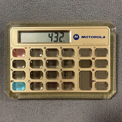 Motorola Gem Stone Pocket Calculator 5 x 3 1/2" Gold - RARE - Image 1 of 4