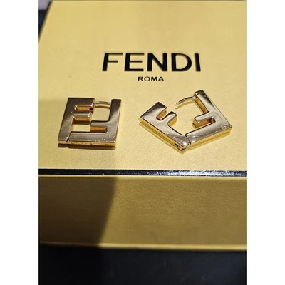 Золотые серьги Fendi с логотипом FF - Изображение 1 из 4
