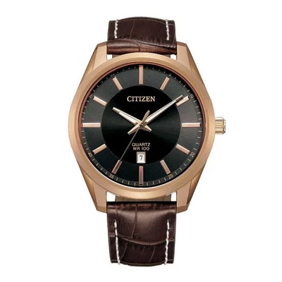 Citizen BI1033-04E Men's Quartz Gold Tone Leather Band Black Dial Date Watch - Image 1 of 2