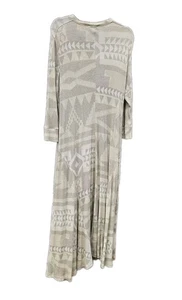 Ralph Lauren Women's Cotton Jersey Dress XXL in Beige White Long Sleeves - Picture 1 of 11