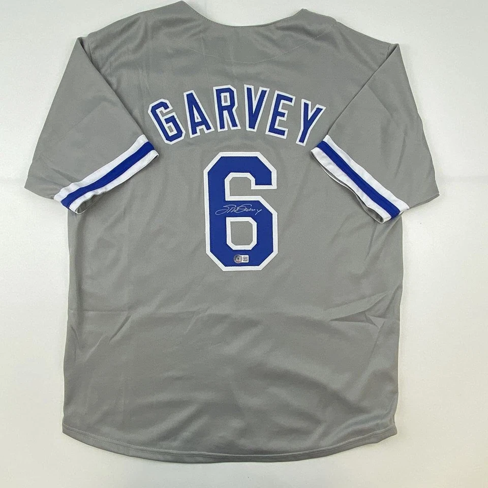 Autographed/Signed STEVE GARVEY Los Angeles Grey Baseball Jersey Beckett BAS COA - Image 1 of 4