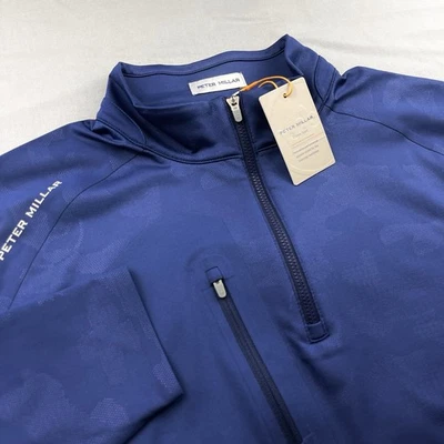 Peter Millar Crown Sport Performance CamoQuarter Zip Pullover Navy Small $145 - Image 1 of 4