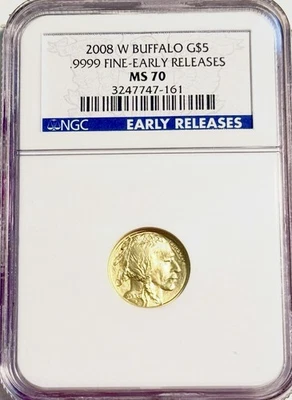 2008 W 1/10 oz Gold Buffalo NGC MS70 Coin - Image 1 of 2