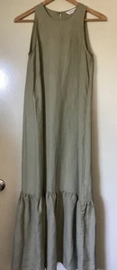 NEW WOMENS PREVIEW SAGE LINEN/VISCOSE MAXI DRESS SIZE 6 - Bild 1 von 7