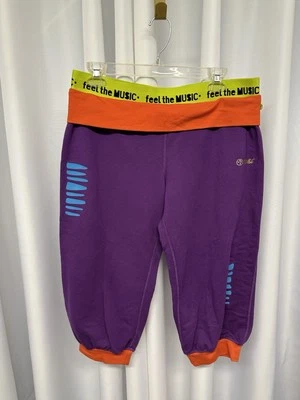 Zumba Capri 大号紫色黄色橙色宽松版二手二手二手状况完好 — 第 1/4 张图片