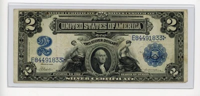 1899 $2 SILVER CERTIFICATE BLUE SEAL LARGE SIZE FR253 VF - Image 1 of 2