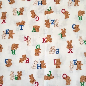 Vintage Cranston VIP Druck Stoff ABC Bären Elfenbein Baumwolle 1 Yard +20" x 42" breit OOP - Bild 1 von 5