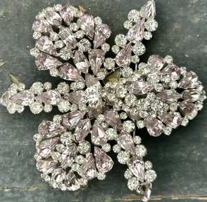 Vintage Schiaparelli Buch Stück klar Eis und Lavendel Strass Orchidee Brosche - Bild 1 von 24
