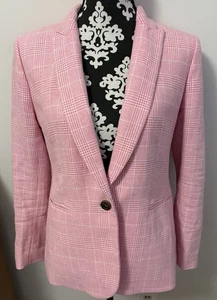 J Crew Womens Single Button Blazer Linen Cotton Jacket Pink Size 8 - Picture 1 of 7