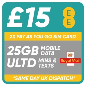 2X SIM CARD EE - INCLUDE STANDARD, MICRO E NANO - CONFEZIONE DA 15,00€ 30 GIORNI - Foto 1 di 5