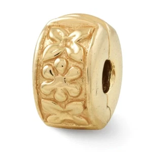 Hinged Floral Clip Bead .925 Sterling Silver & Gold Plated Reflection Beads - Picture 1 of 4