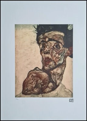 EGON SCHIELE * Self-portrait.. * 50 x 70 cm * signed lithograph *limited # 3/200 - Bild 1 von 4