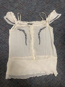 Camicia Arden B Luxe donna 100% seta con bottoni ricamati XS top beige - Foto 1 di 7