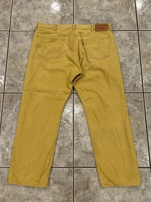 Винтажные мужские джинсы 44X32 (41X29) Levis 501 на пуговицах джинсовая ткань оригинальный крой желтый - Изображение 1 из 4