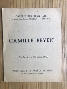 Camille BRYEN catalogue Galerie des deux iles 1949 Préface Jacques Audiberti - Picture 1 of 3