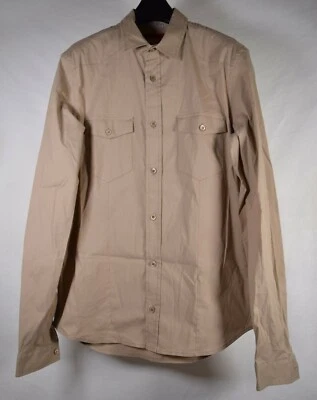Camisa Prada Para Hombre Botones LS Beige Caqui Top 40  Foto 1 de 4
