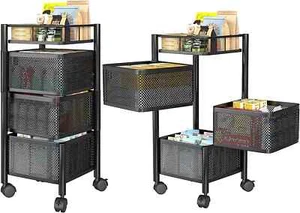 4-Tier Rotating Kitchen Storage Rack Trolley Cart Shelf Veg Serving Stand - Picture 1 of 8