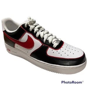 Nike Air Force 1 Low Mens Custom Colorblock Design Black Red White Size 11 - Picture 1 of 11