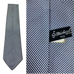 VINTAGE ST MICHAEL 50s/60s Silver Striped Tie Mod Necktie 1950s Marks & Spencer - Picture 1 of 4