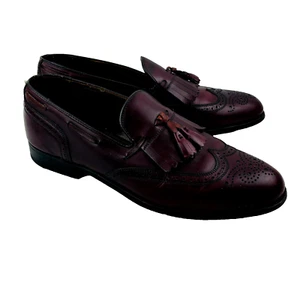 Wright Kiltie Tassel Wingtip Loafer Mens 11 Burgundy Leather Slip On Whippet II - Picture 1 of 15