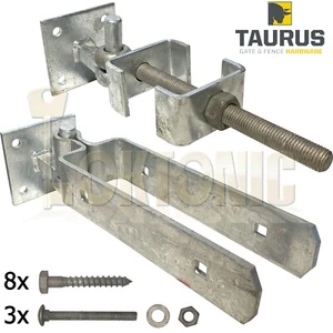 Galvanised 4pc Heavy Duty Adjustable Field Gate Hinge Set With Hook On Plates - Picture 1 of 7
