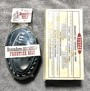 NEW HUNTER BLACK LEATHER 155B SIZE MEDIUM 34"-39" BUSCADERO BELT - .45 CARTRIDGE - Picture 1 of 9