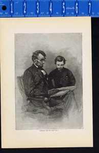 President Lincoln and his Son "Tad" -1880 Page of History - Picture 1 of 1