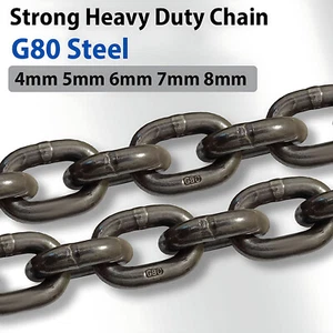 Strong Heavy Duty G80 Steel Chain Side Welded Security Links Gate Lock 4mm-8mm - Picture 1 of 7