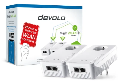 devolo Mesh WLAN 2 Starter Kit Powerline 2400 Mbit/s Gigabit LAN Access Point - Bild 1 von 3