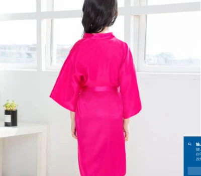 Niños/Seda Satén.Batas Kimono Albornoz Prendas para dormir Boda Flor Niña Vestido de Noche Foto 1 de 2