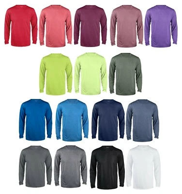 Reebok Mens Poly Wick dri-fit Tee Work out Gym S-5XL Long Sleeve Sport T-shirt - Image 1 of 4