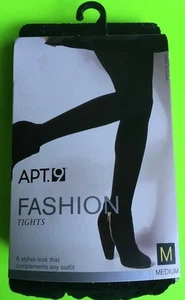 WOMENS' APT 9 BLACK FASHION TIGHTS MED 'BLACK TIE' NIP! - Picture 1 of 3