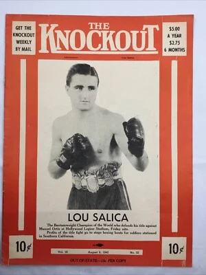 Lou Salica Swedish Angel The Knockout August 1942 Boxing Program Magazine - Image 1 of 4