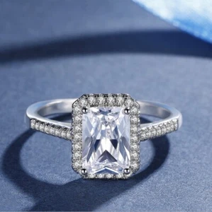 R014 Damen Modeschmuck 18K Weißgold vergoldet Verlobung Hochzeit CZ Ring Geschenk - Bild 1 von 4