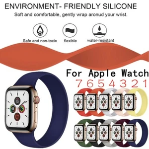 Silicone Stretch Loop Band Strap Replace For Apple Watch 7 6 5 4 3 38/42/41/45mm - Bild 1 von 54