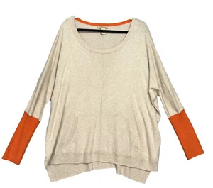 Vertical Design Women’s Dolman Tan/Orange Long Sleeve Sweater Top ~Size Large - Picture 1 of 14