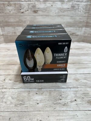 (4X 3PACK) EcoSmart 60-Watt Equivalent B11 Dimmable E12 Candelabra LED Amber - Image 1 of 4